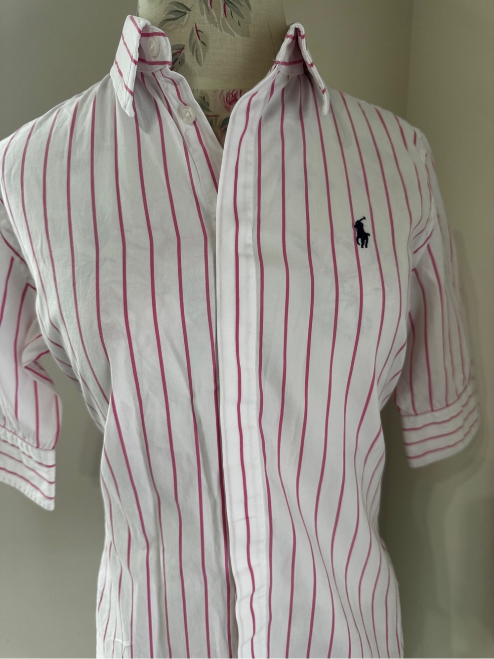Ralph Lauren White Shirt with Pink Stripes - Picture 4 of 16
